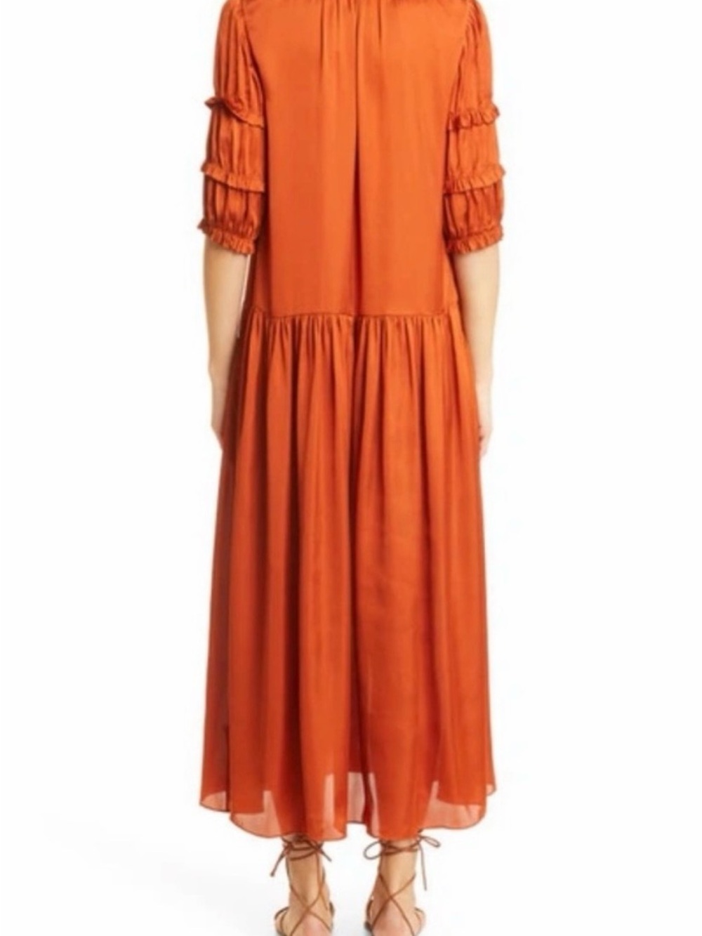 Rebecca Taylor drop waist ruffle sleeve midi dress size xs - Picture 3 of 9